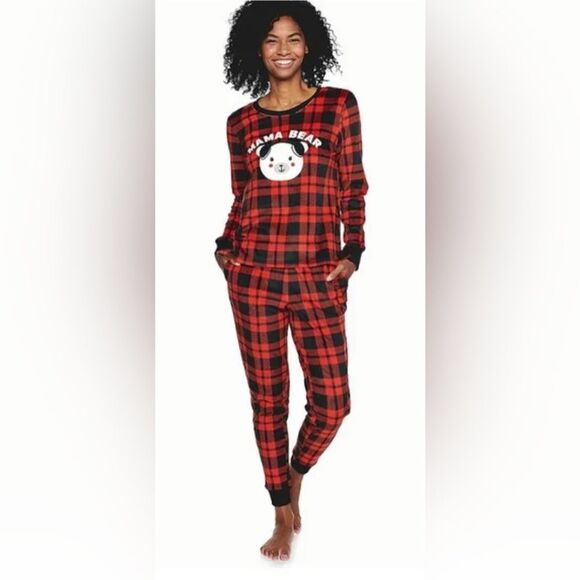 Cuddl Duds Jammies For Your Families Mama Bear Velour Long Pajama Set Size XS - Picture 1 of 9